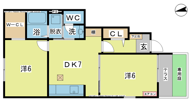 間取り図 図面、設備と現況が違う場合は現況を優先とする。 間取り図