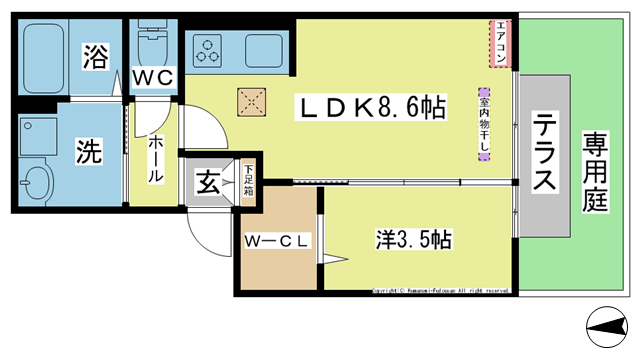 間取り図 図面、設備と現況が違う場合は現況を優先とする。 間取り図