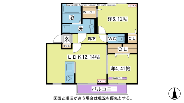 間取り図 図面、設備と現況が違う場合は、現況を優先とする。 間取り図
