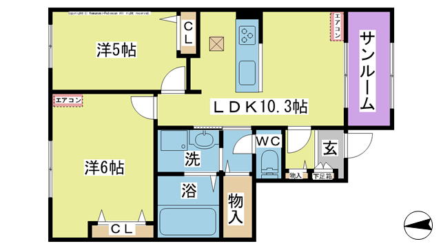 間取り図 図面、設備と現況が違う場合は現況を優先とする。 間取り図