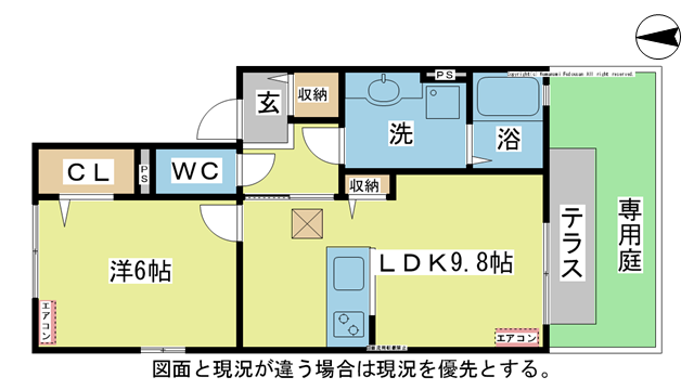 間取り図 図面、設備と現況が違う場合は、現況を優先とする。 間取り図